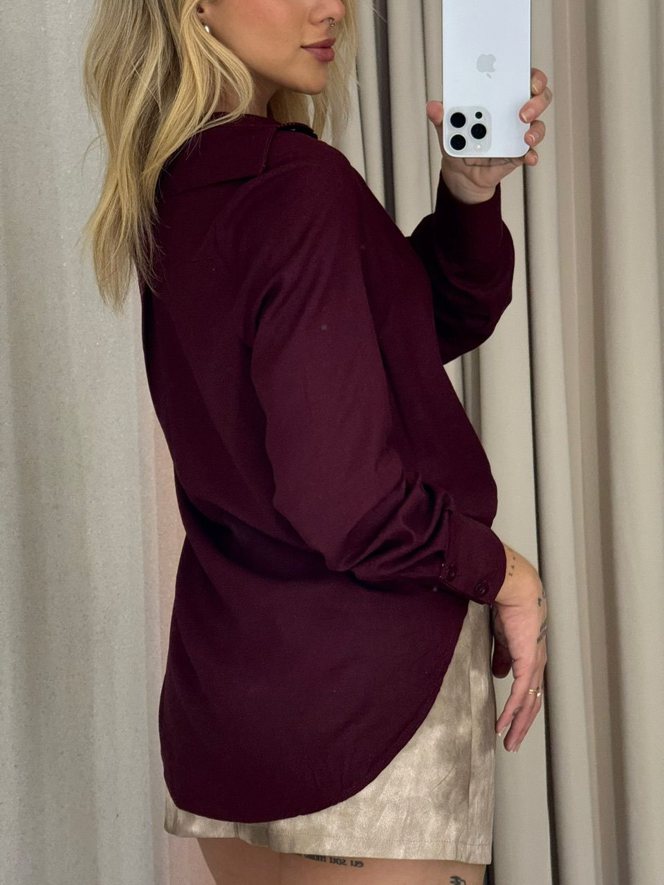 CAMISA ALANA LINHO VINHO