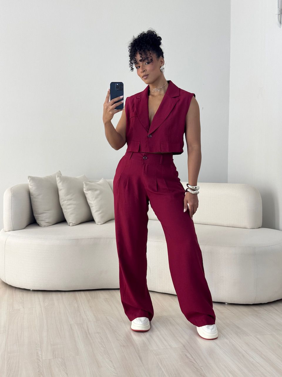 CONJUNTO OLÍVIA CALÇA VINHO - 0063860168 - CAROLLA FERRARO