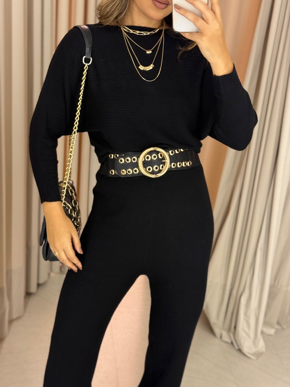 CONJUNTO NAYARA Tricot preto