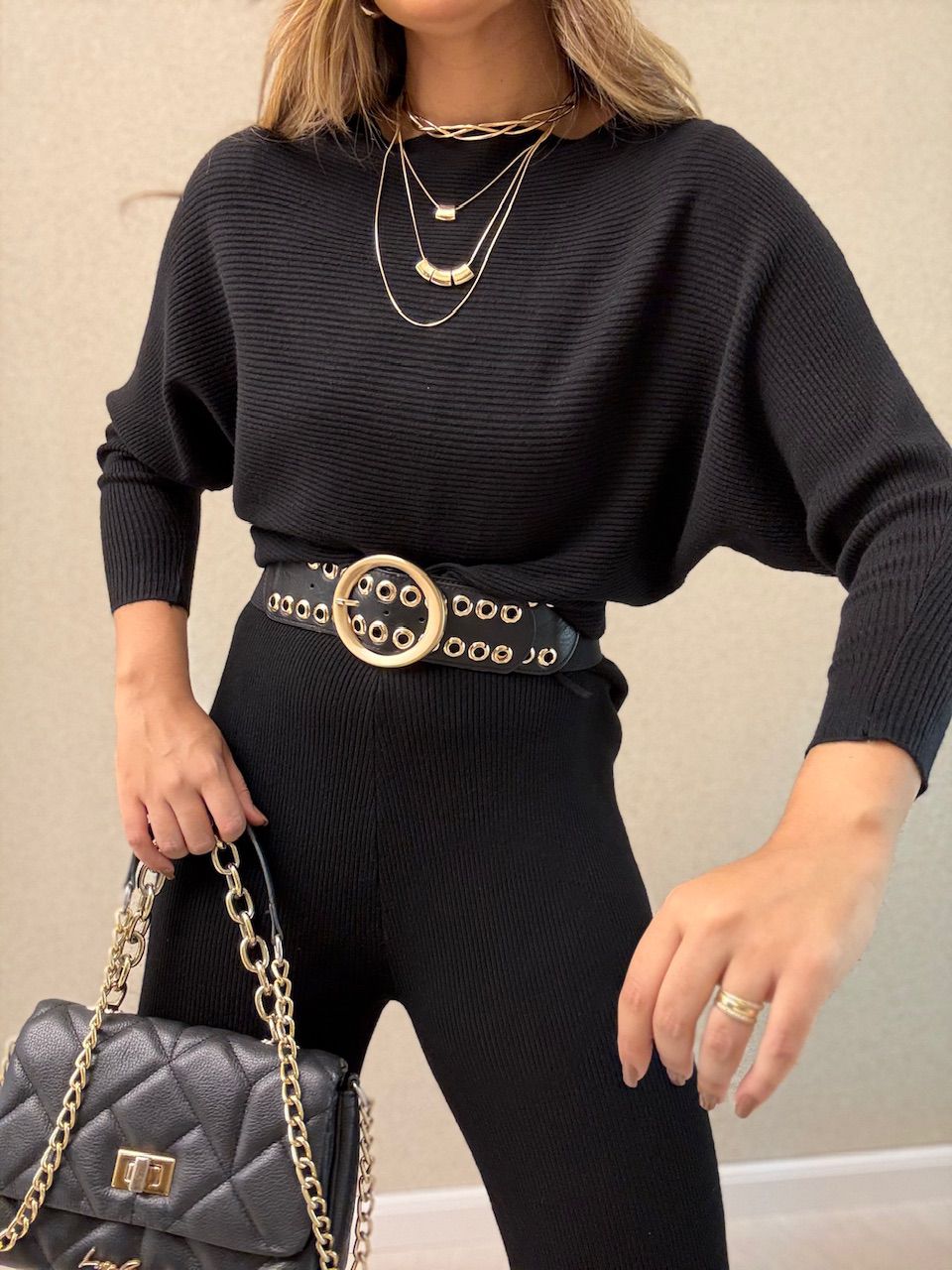 CONJUNTO NAYARA Tricot preto