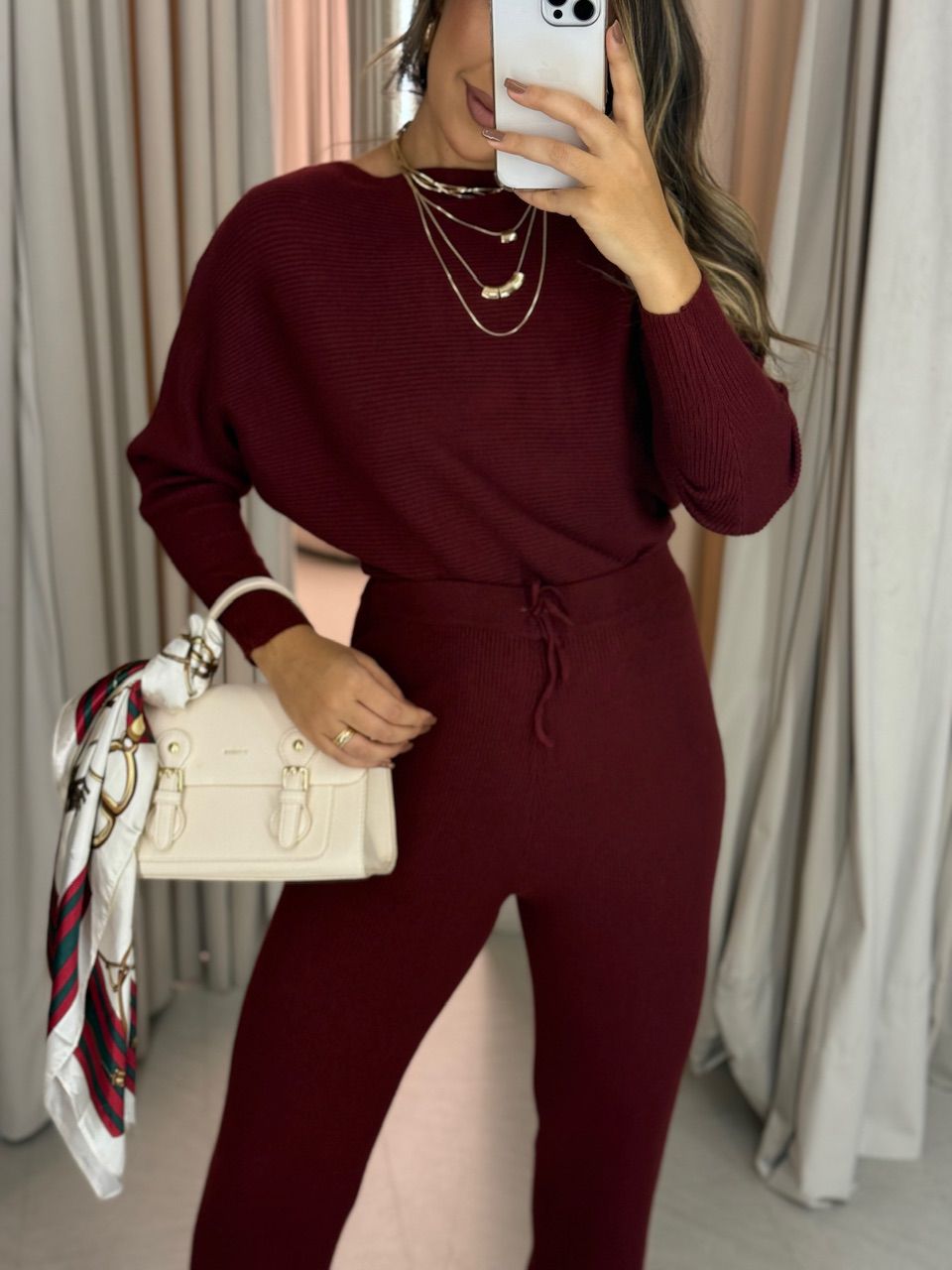 CONJUNTO NAYARA Tricot VINHO