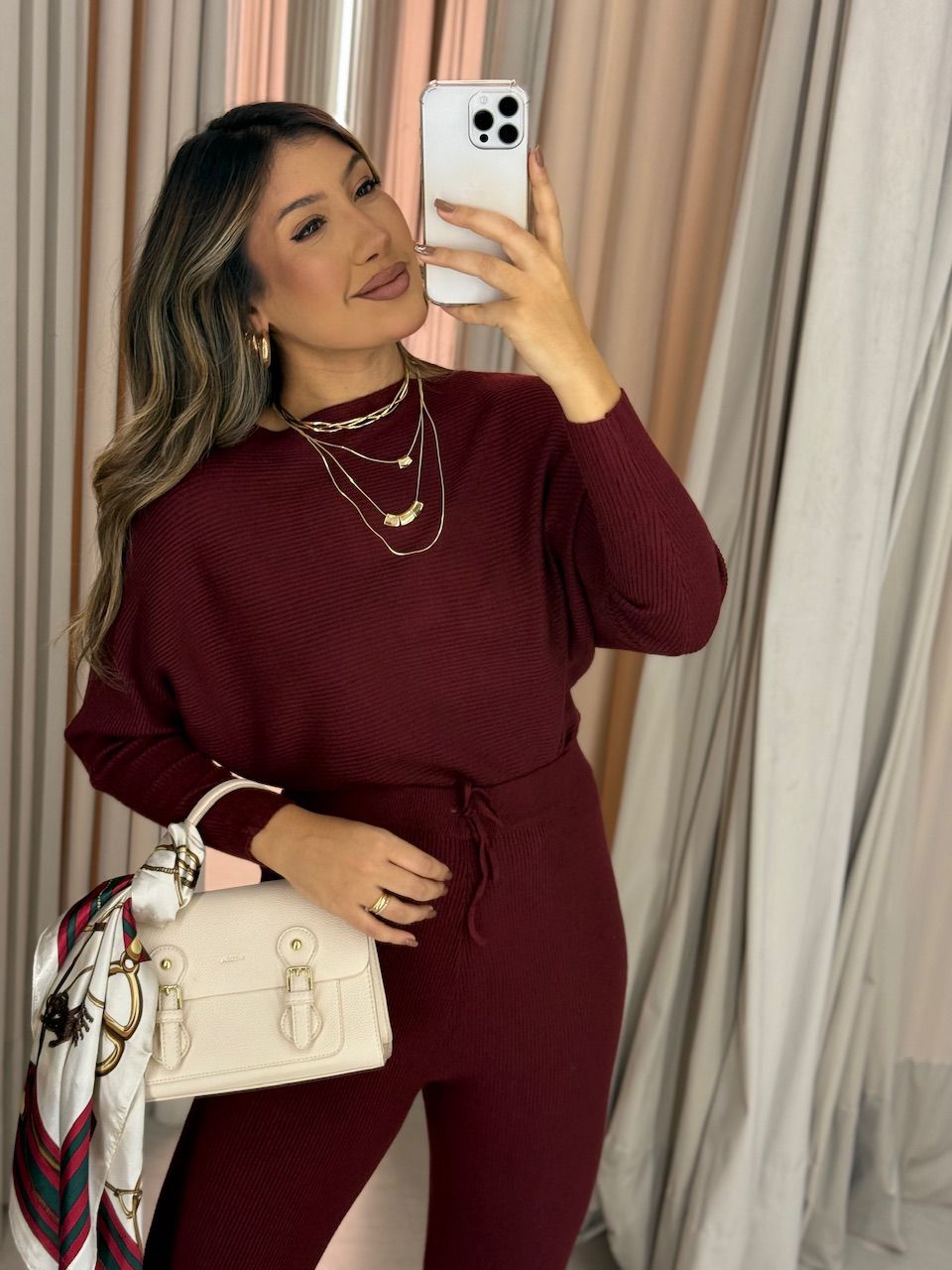 CONJUNTO NAYARA Tricot VINHO