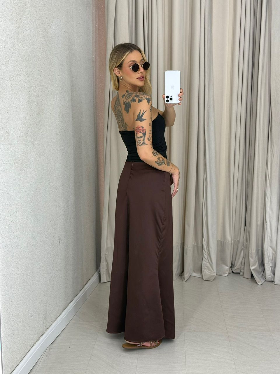 SAIA MARIA HELENA ACETINADA MARROM