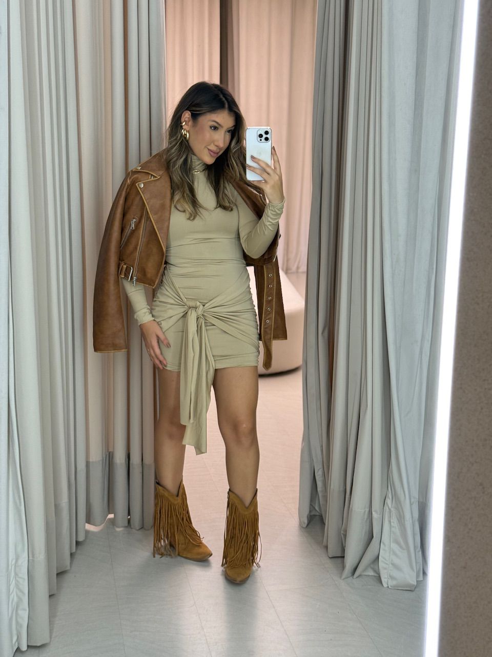 VESTIDO AGNES AMARRAÇÃO NUDE - 0063940049 - CAROLLA FERRARO