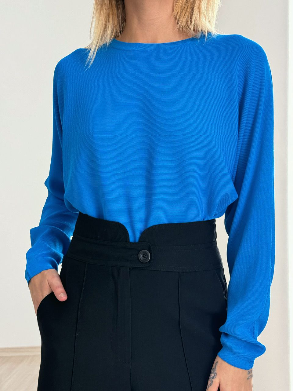 BLUSA CÁTIA MANGA LONGA AZUL