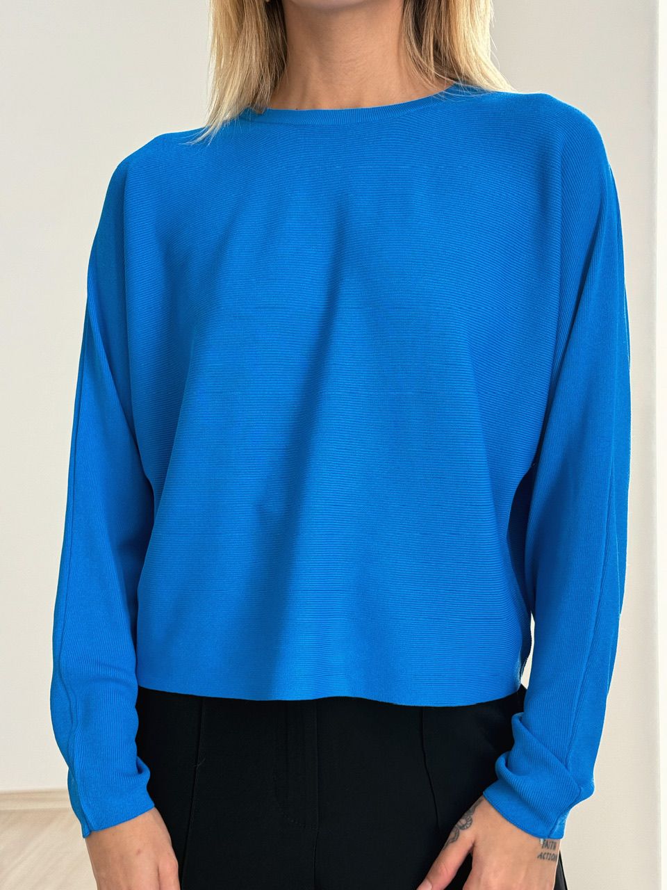 BLUSA CÁTIA MANGA LONGA AZUL