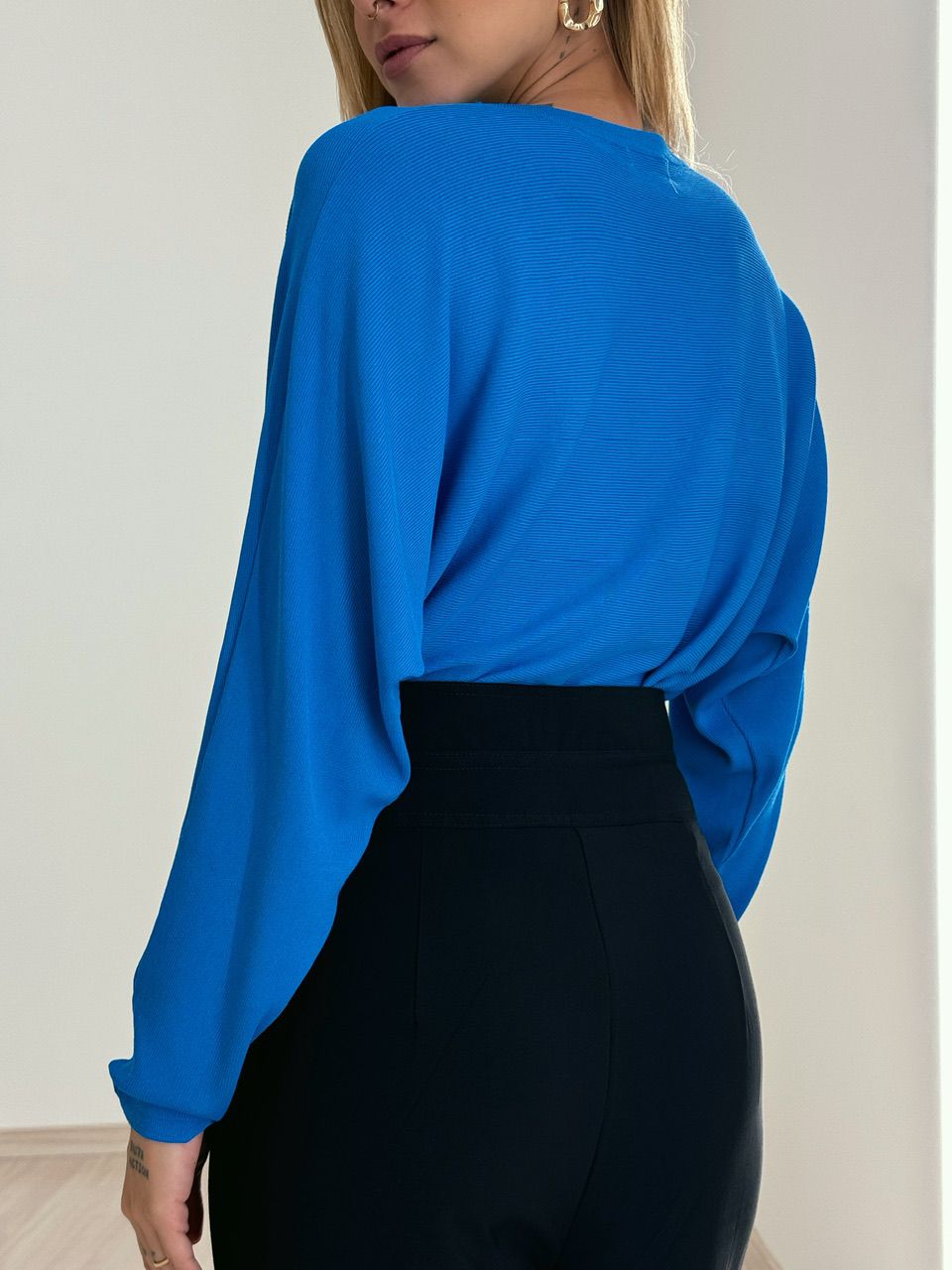 BLUSA CÁTIA MANGA LONGA AZUL