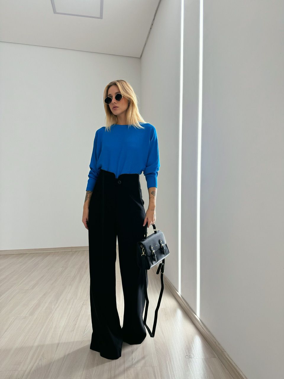 BLUSA CÁTIA MANGA LONGA AZUL