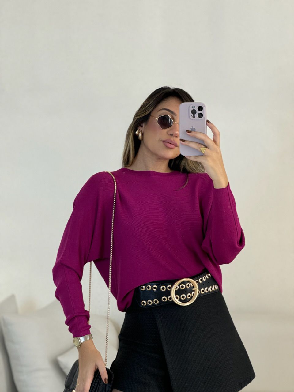 BLUSA CÁTIA MANGA LONGA FUCSIA - 0053650120 - CAROLLA FERRARO