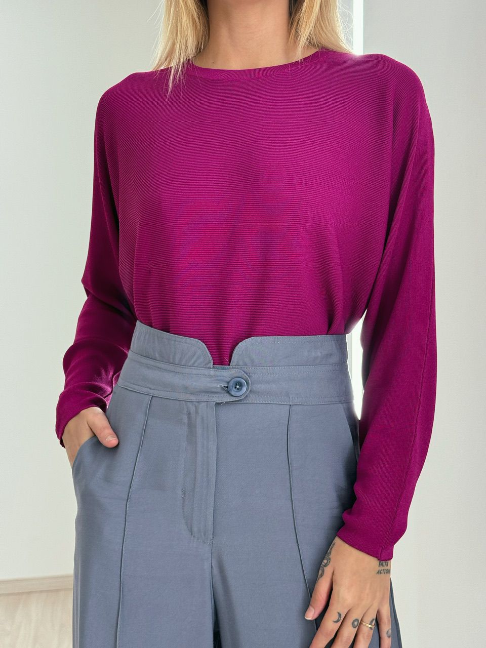 BLUSA CÁTIA MANGA LONGA FUCSIA