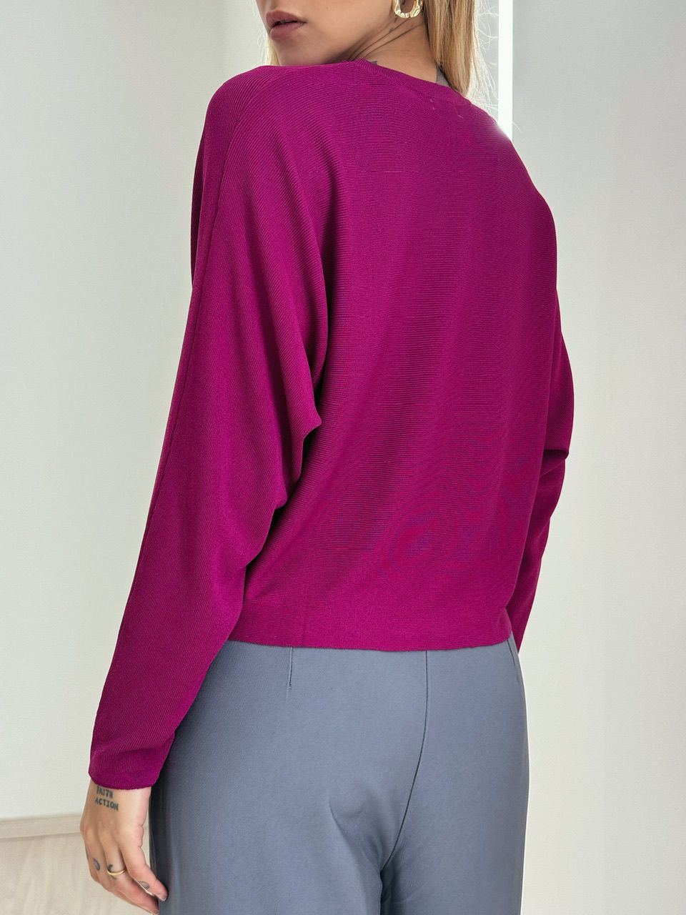 BLUSA CÁTIA MANGA LONGA FUCSIA