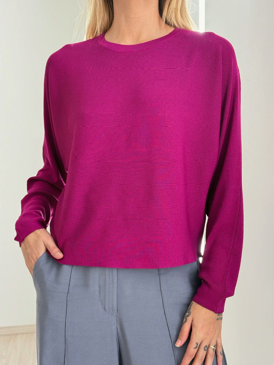 BLUSA CÁTIA MANGA LONGA FUCSIA