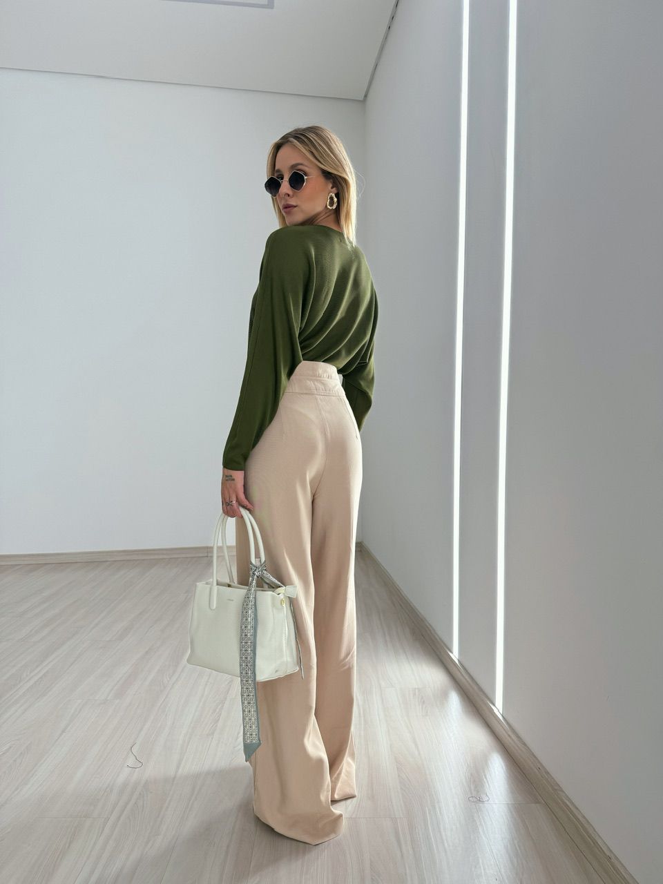 BLUSA CÁTIA MANGA LONGA VERDE OLIVA