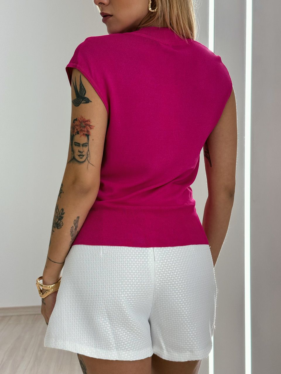 BLUSA TRESPASSADA TRICOZINHO PINK