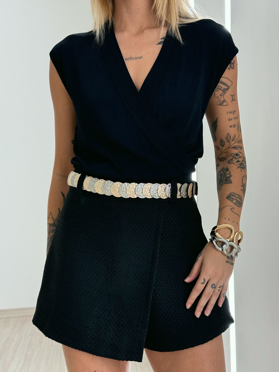 BLUSA TRESPASSADA TRICOZINHO PRETO