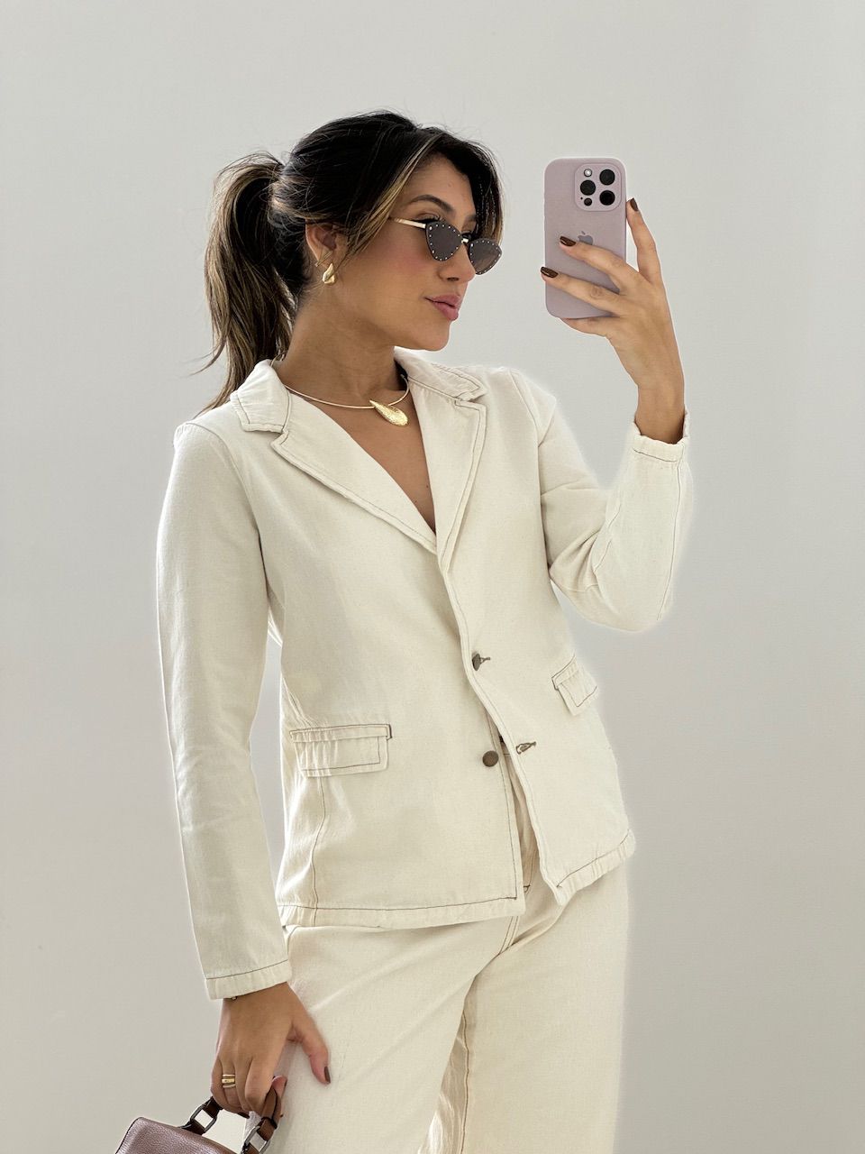 BLAZER HELENA JEANS CRU - 0053880132 - CAROLLA FERRARO