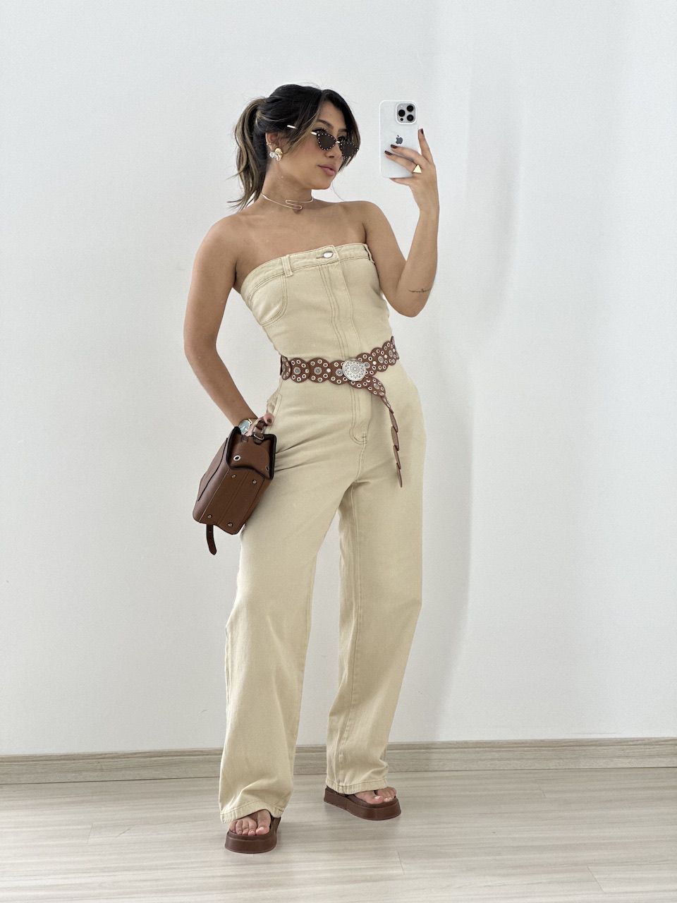 MACACÃO ISABELA JEANS Marfim