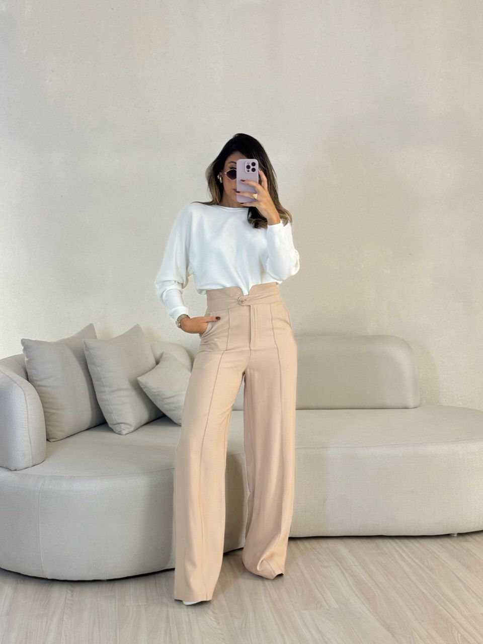 CALÇA LETÍCIA 02 PANTALONA MARFIM - 0053640056 - CAROLLA FERRARO