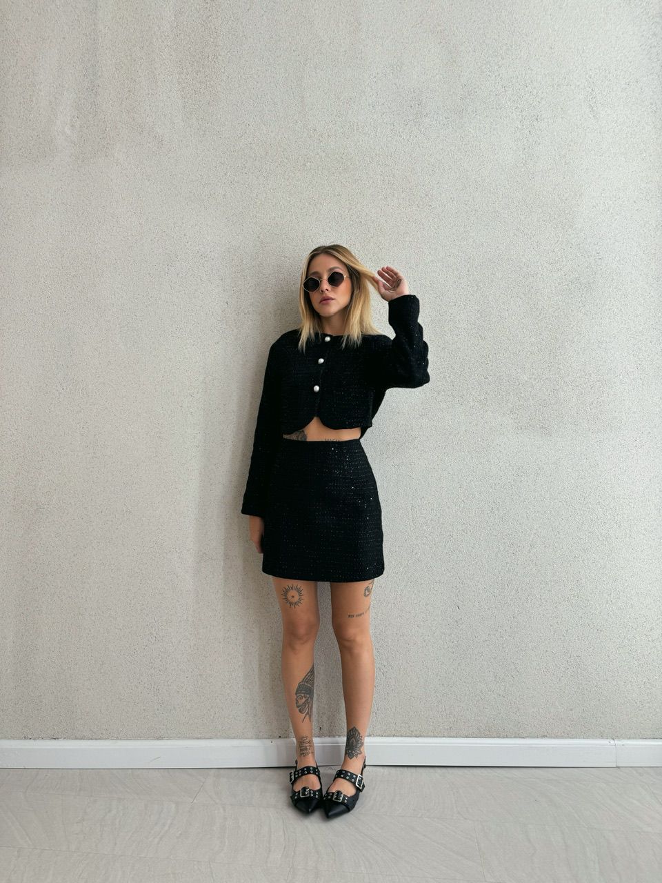 CONJUNTO DANIELA MINI PAETÊ PRETO