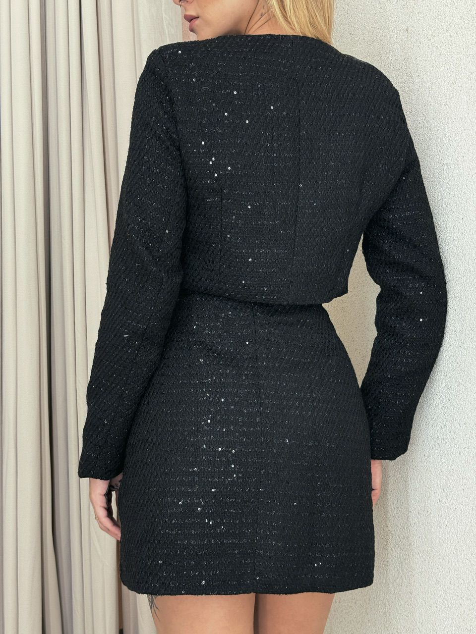 CONJUNTO DANIELA MINI PAETÊ PRETO