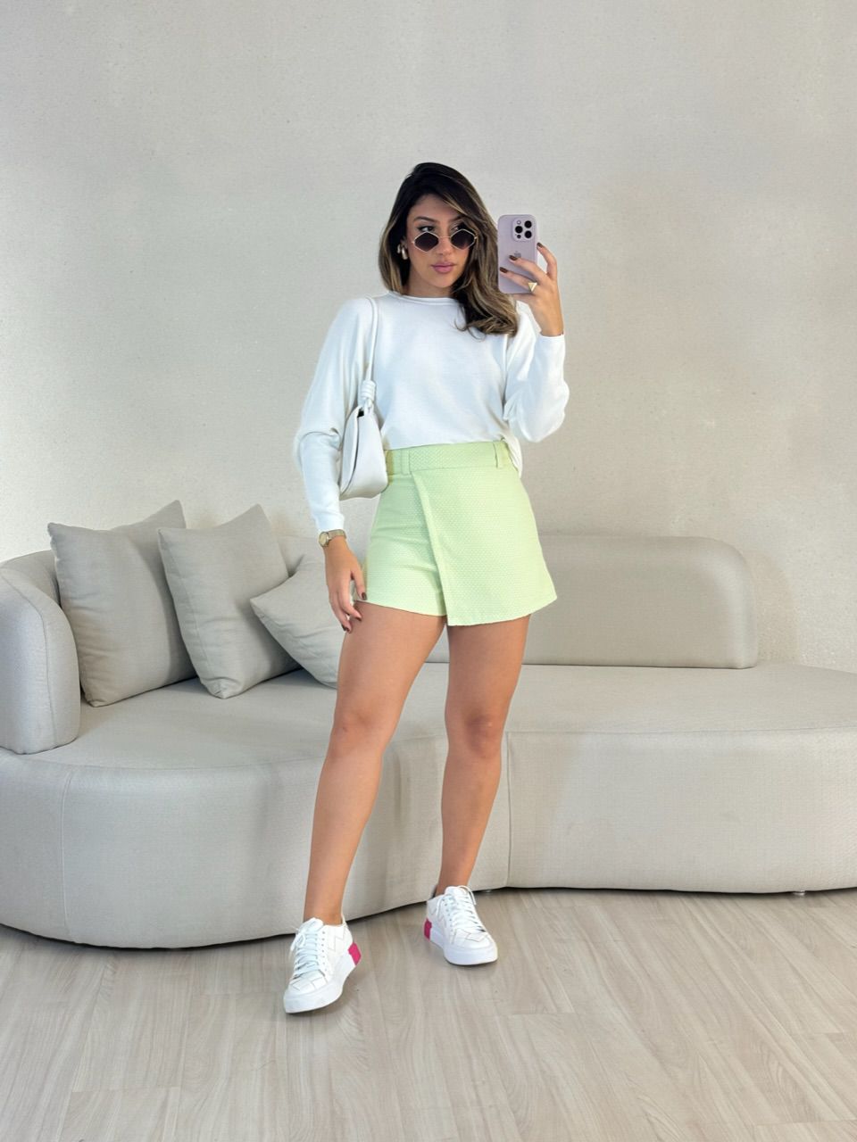 SHORT SAIA ALICE TWEED PISTACHE