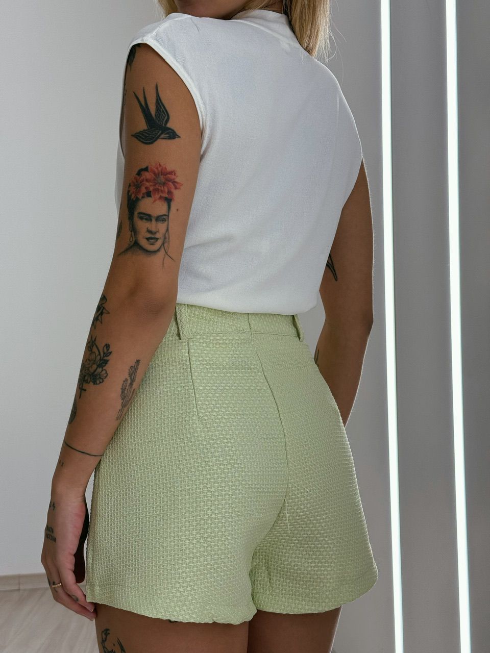 SHORT SAIA ALICE TWEED PISTACHE