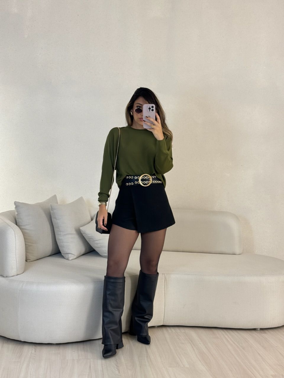 SHORT SAIA ALICE TWEED PRETO