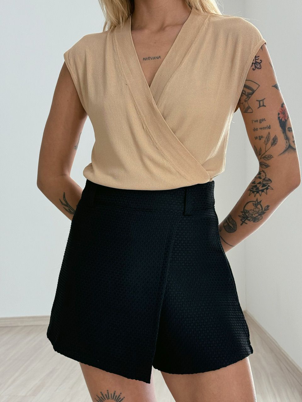 SHORT SAIA ALICE TWEED PRETO