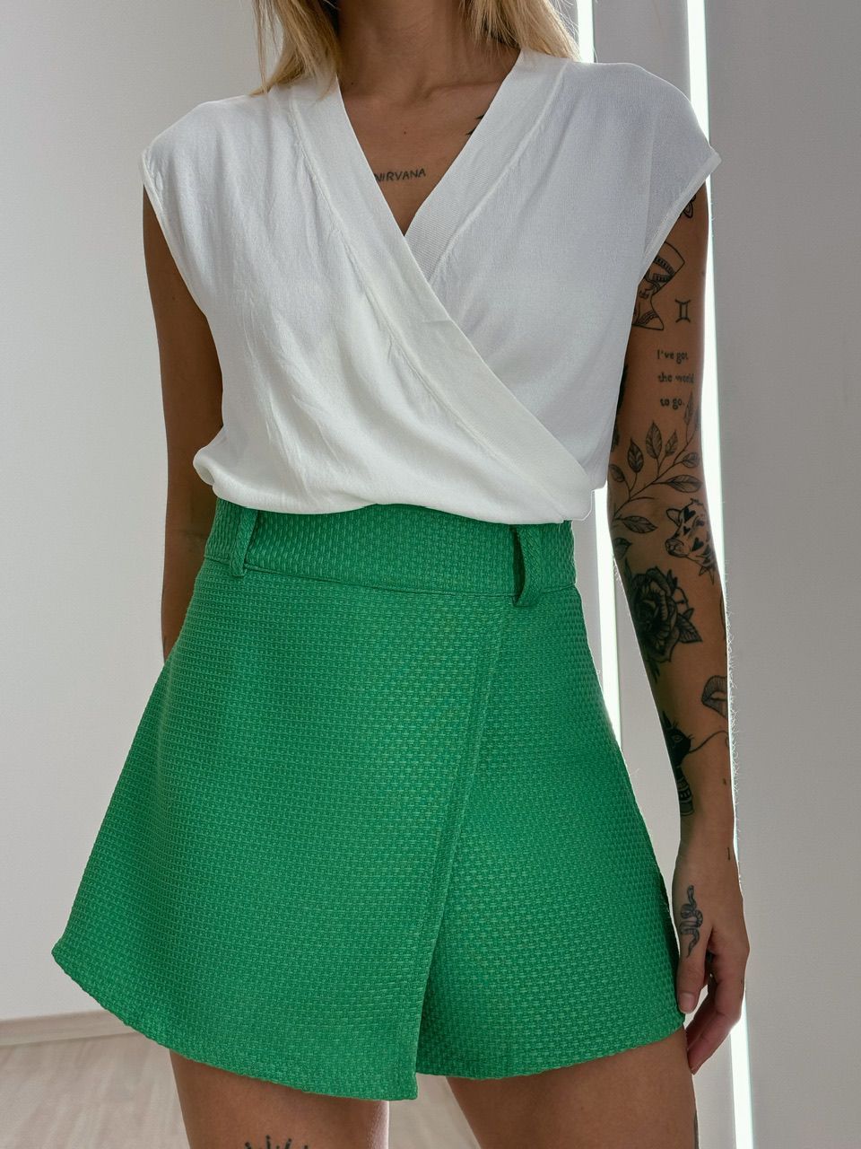 SHORT SAIA ALICE TWEED VERDE