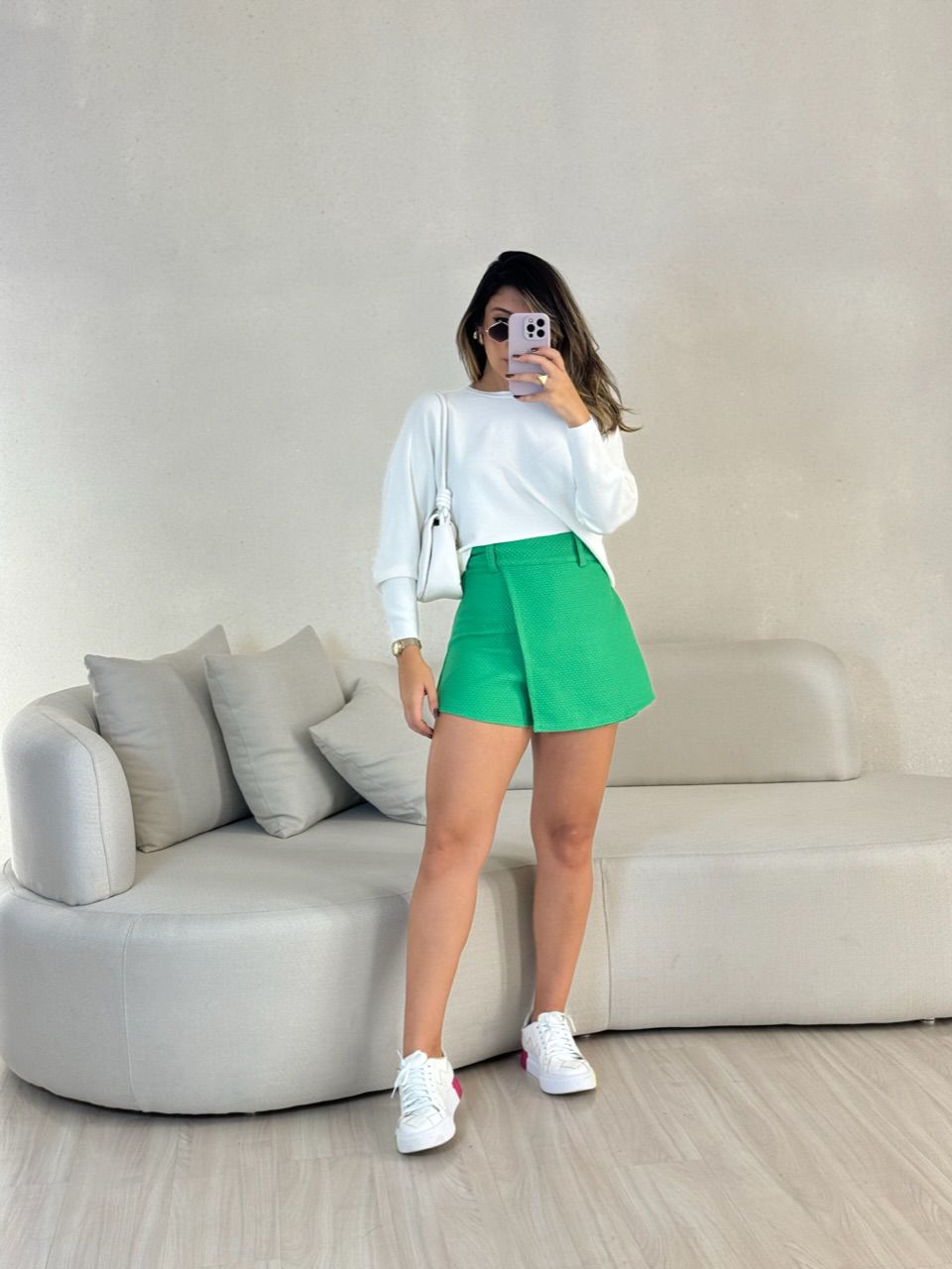 SHORT SAIA ALICE TWEED VERDE - 0053680014 - CAROLLA FERRARO