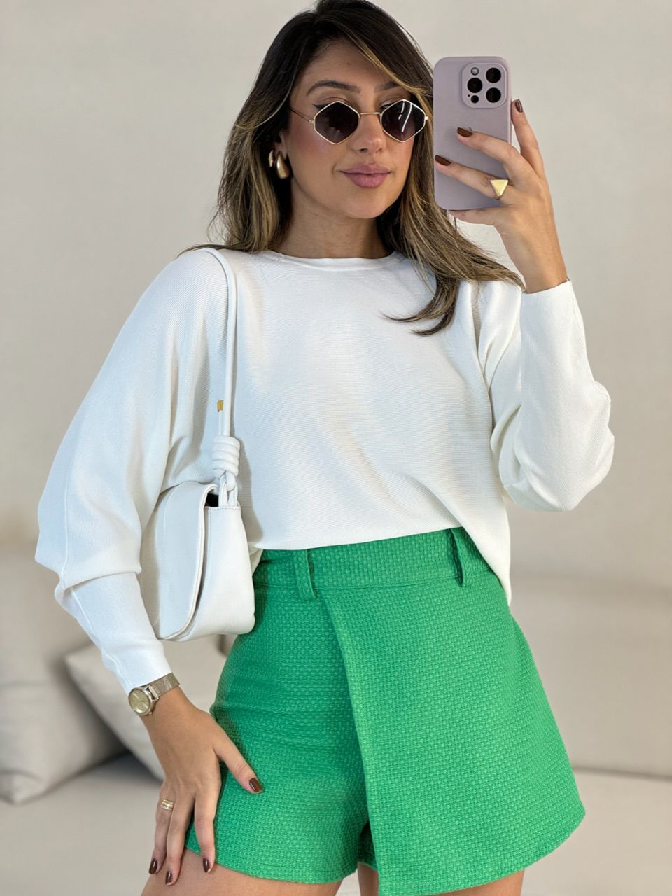 SHORT SAIA ALICE TWEED VERDE
