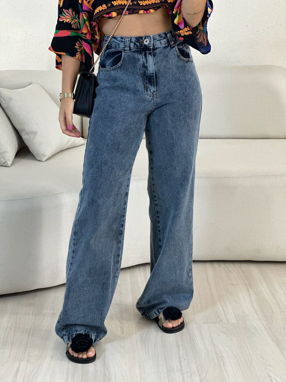 CALÇA LÍVIA JEANS ESTONADA - 0054830251 - CAROLLA FERRARO