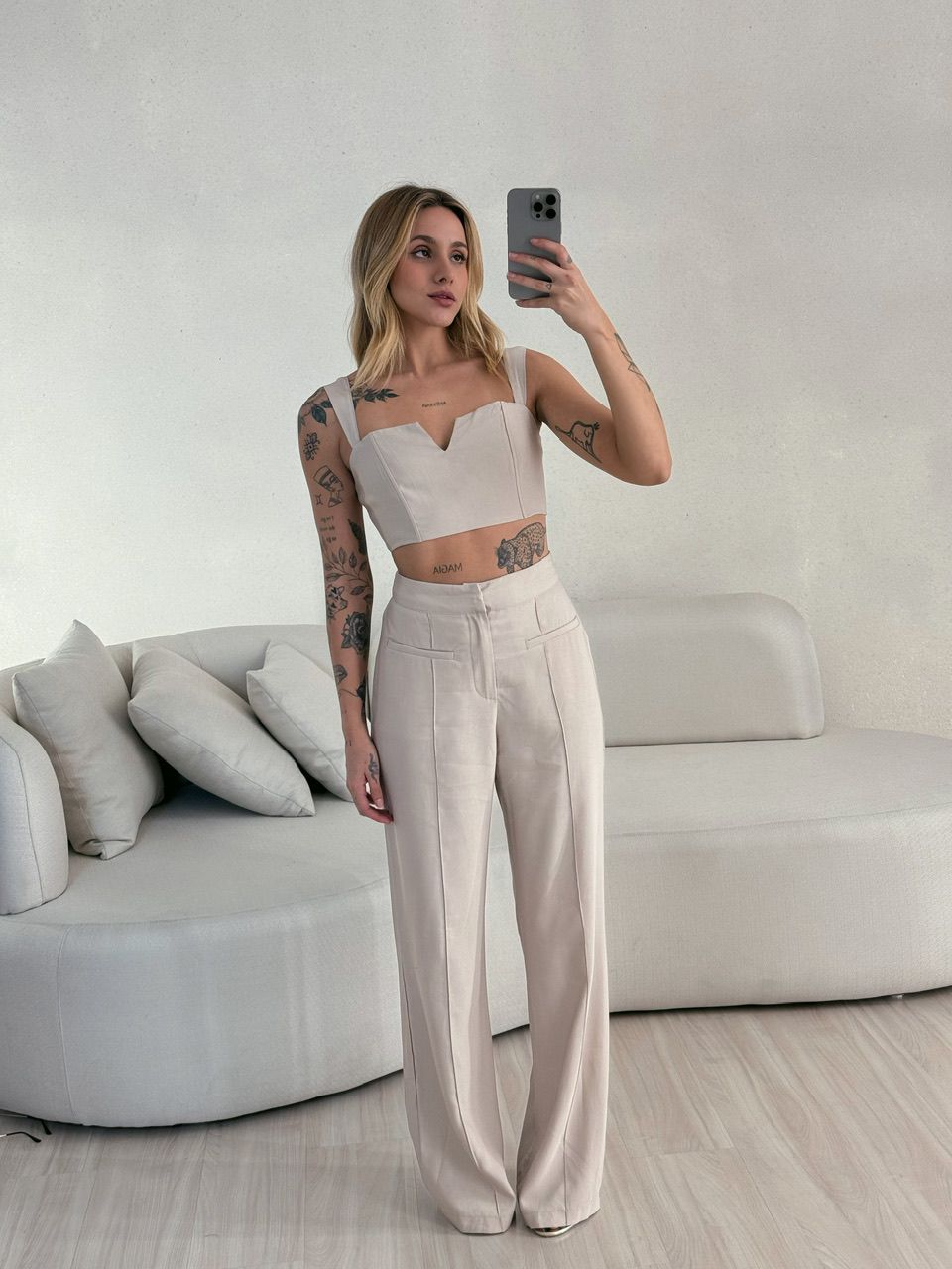 CONJUNTO ROBERTA CALÇA CAQUI