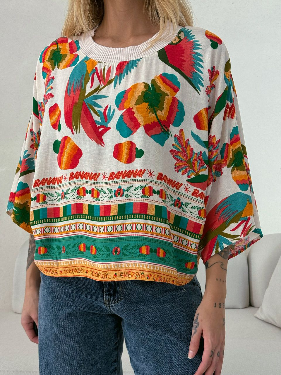 CROPPED FLORA ESTAMPADO OFF