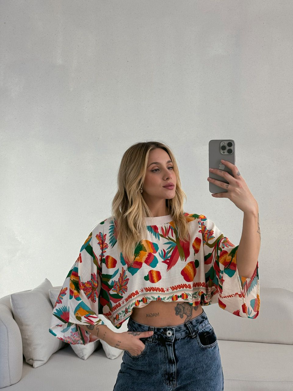 CROPPED FLORA ESTAMPADO OFF