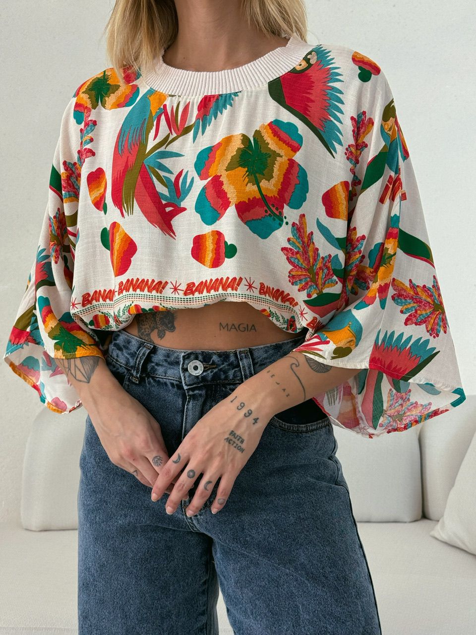 CROPPED FLORA ESTAMPADO OFF