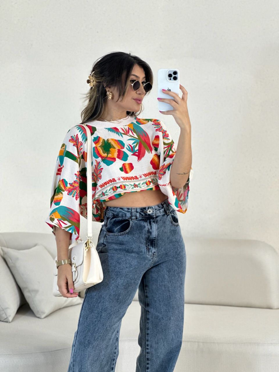 CROPPED FLORA ESTAMPADO OFF