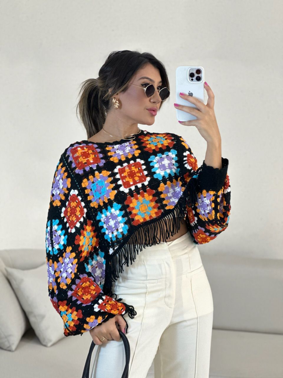PONCHO CROCHÊ COLORS LILÁS - 0054840066 - CAROLLA FERRARO