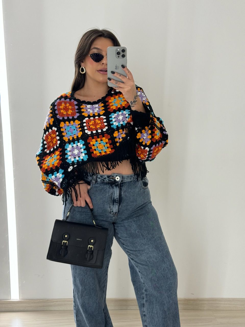 PONCHO CROCHÊ COLORS LILÁS