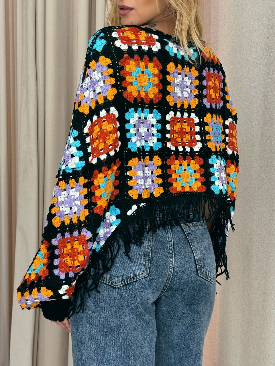 PONCHO CROCHÊ COLORS LILÁS