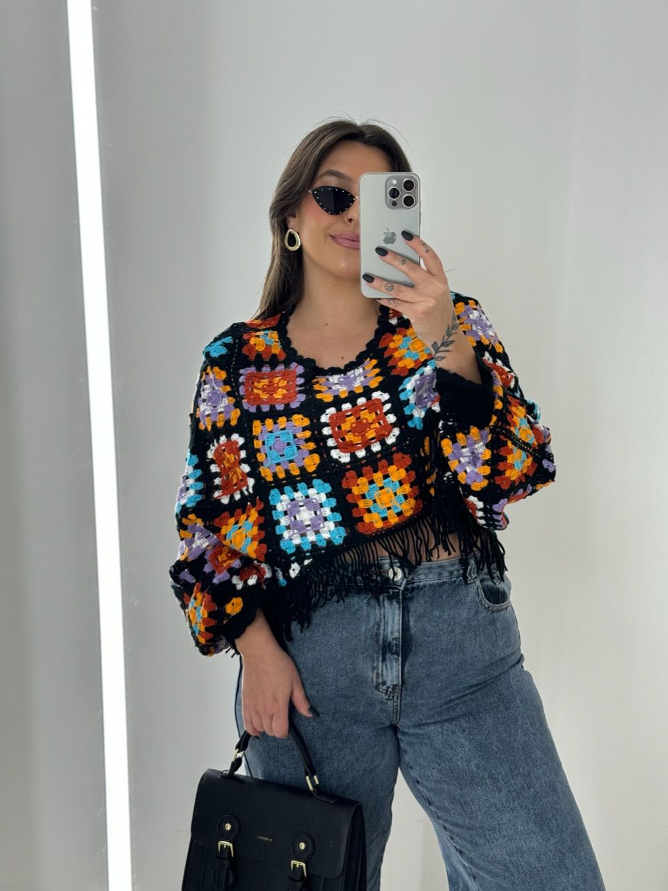 PONCHO CROCHÊ COLORS LILÁS