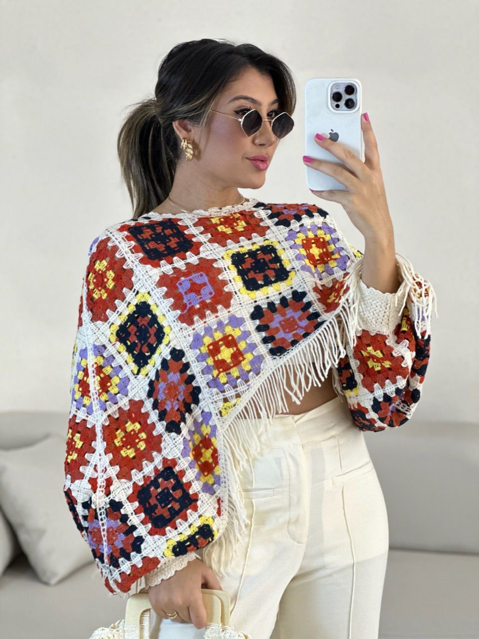 PONCHO CROCHÊ COLORS OFF