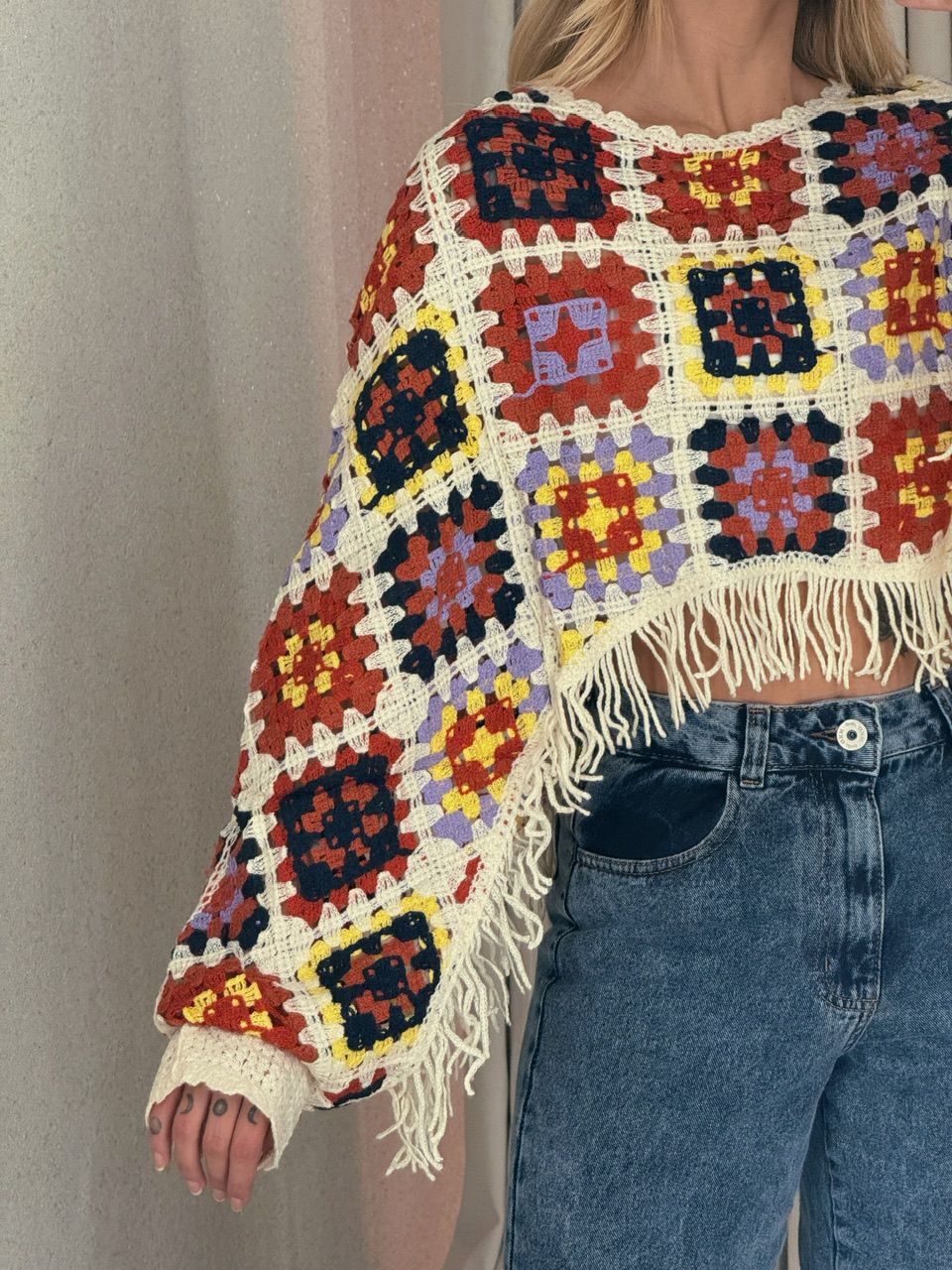 PONCHO CROCHÊ COLORS OFF
