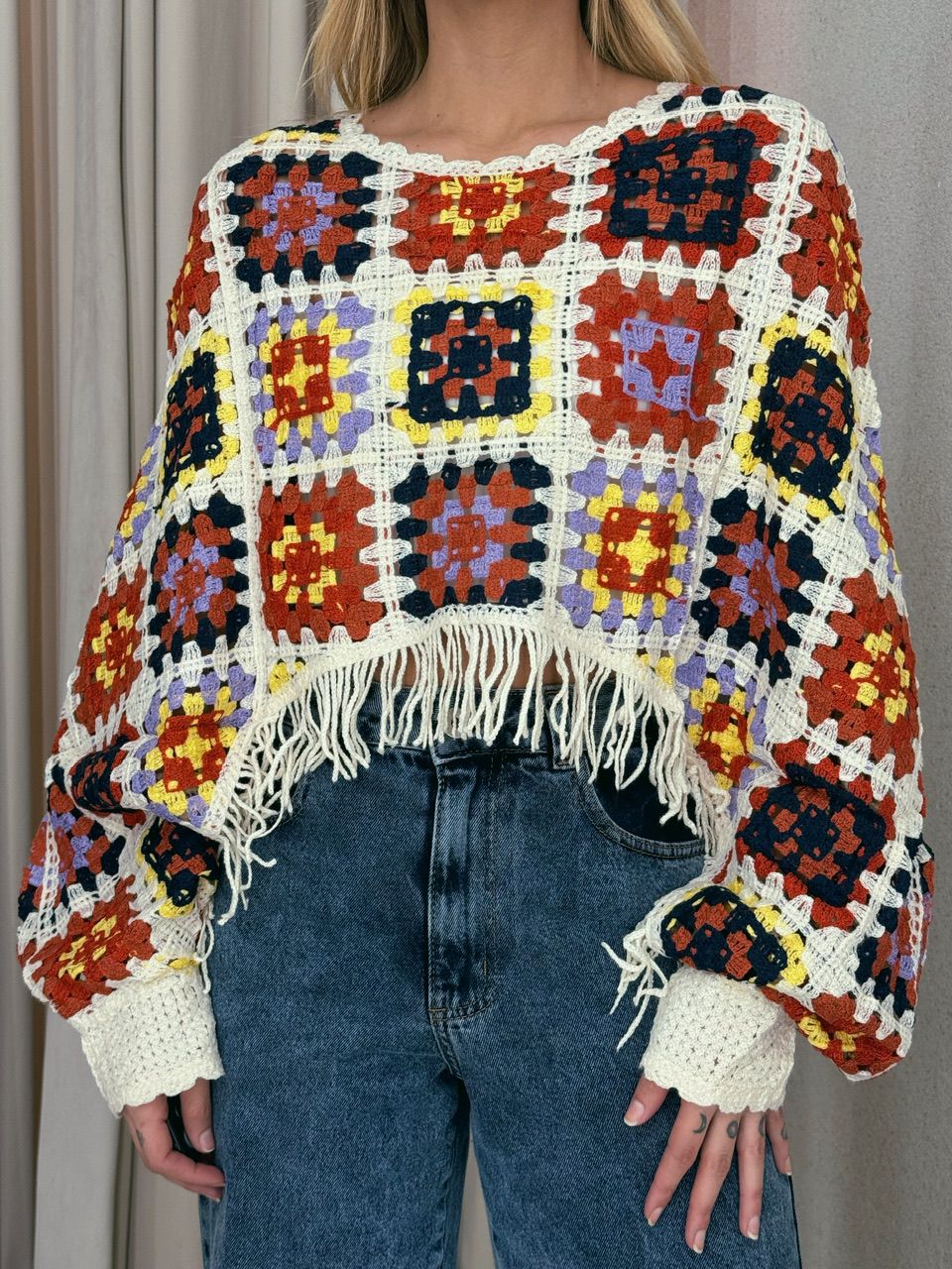 PONCHO CROCHÊ COLORS OFF