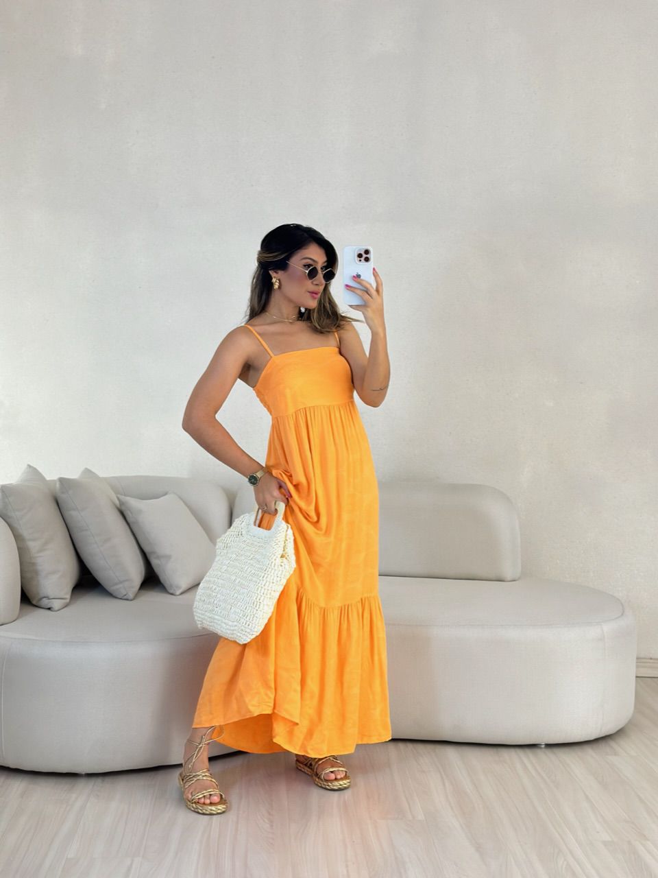 VESTIDO ALICIA ALÇA LARANJA - 0054800068 - CAROLLA FERRARO