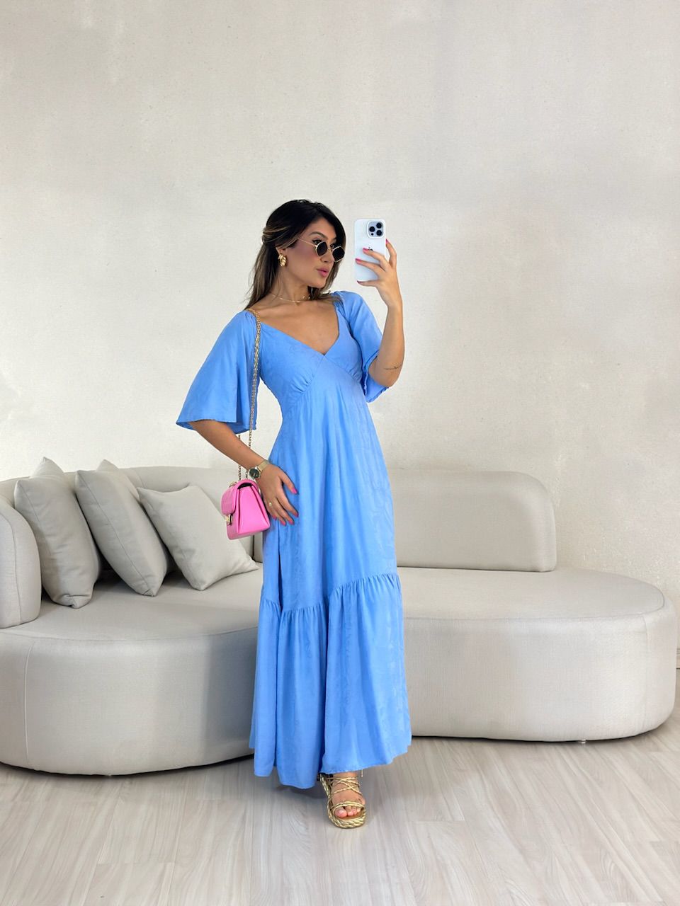 VESTIDO LAUANA MANGA BABY BLUE