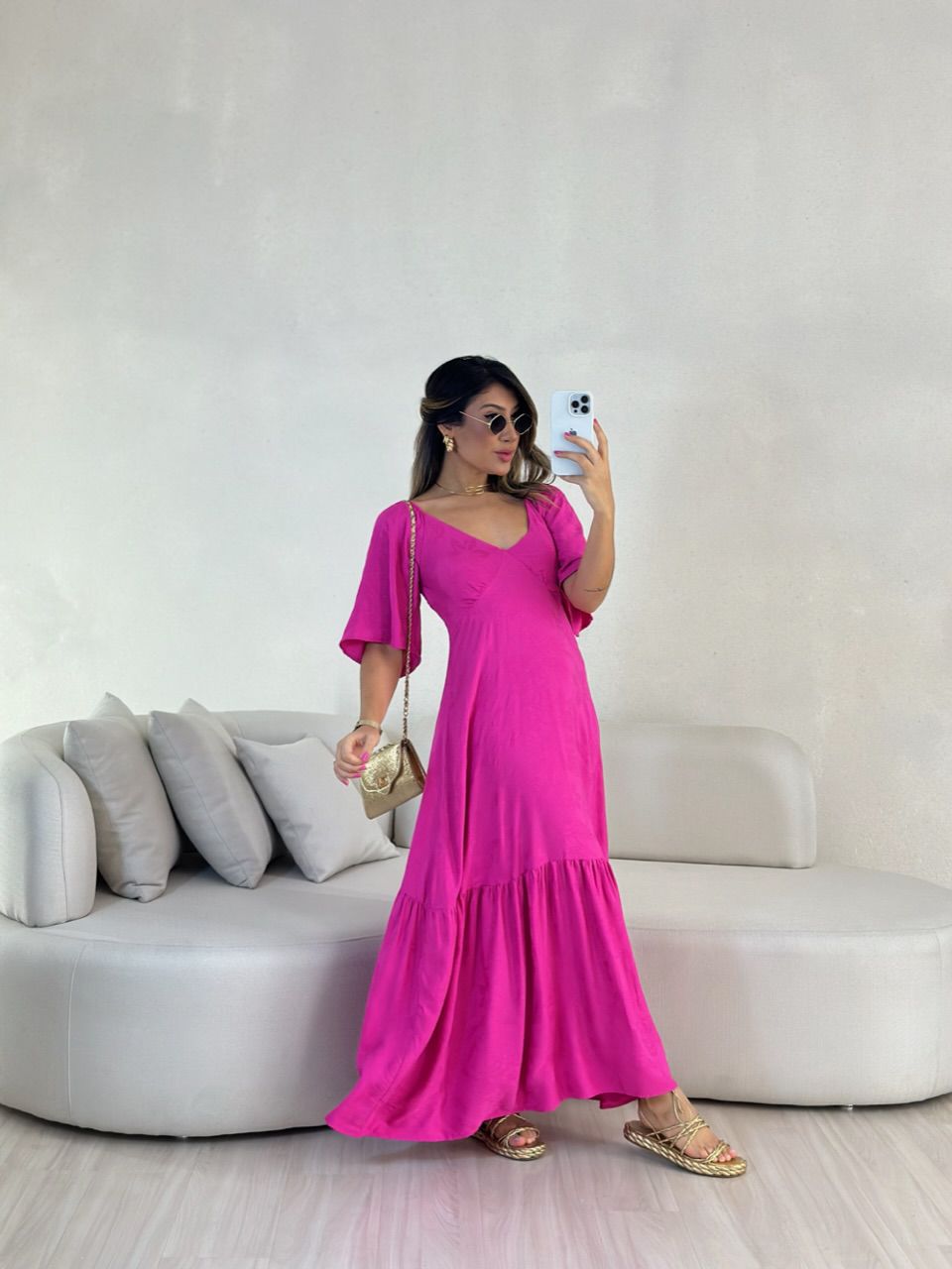 VESTIDO LAUANA MANGA PINK