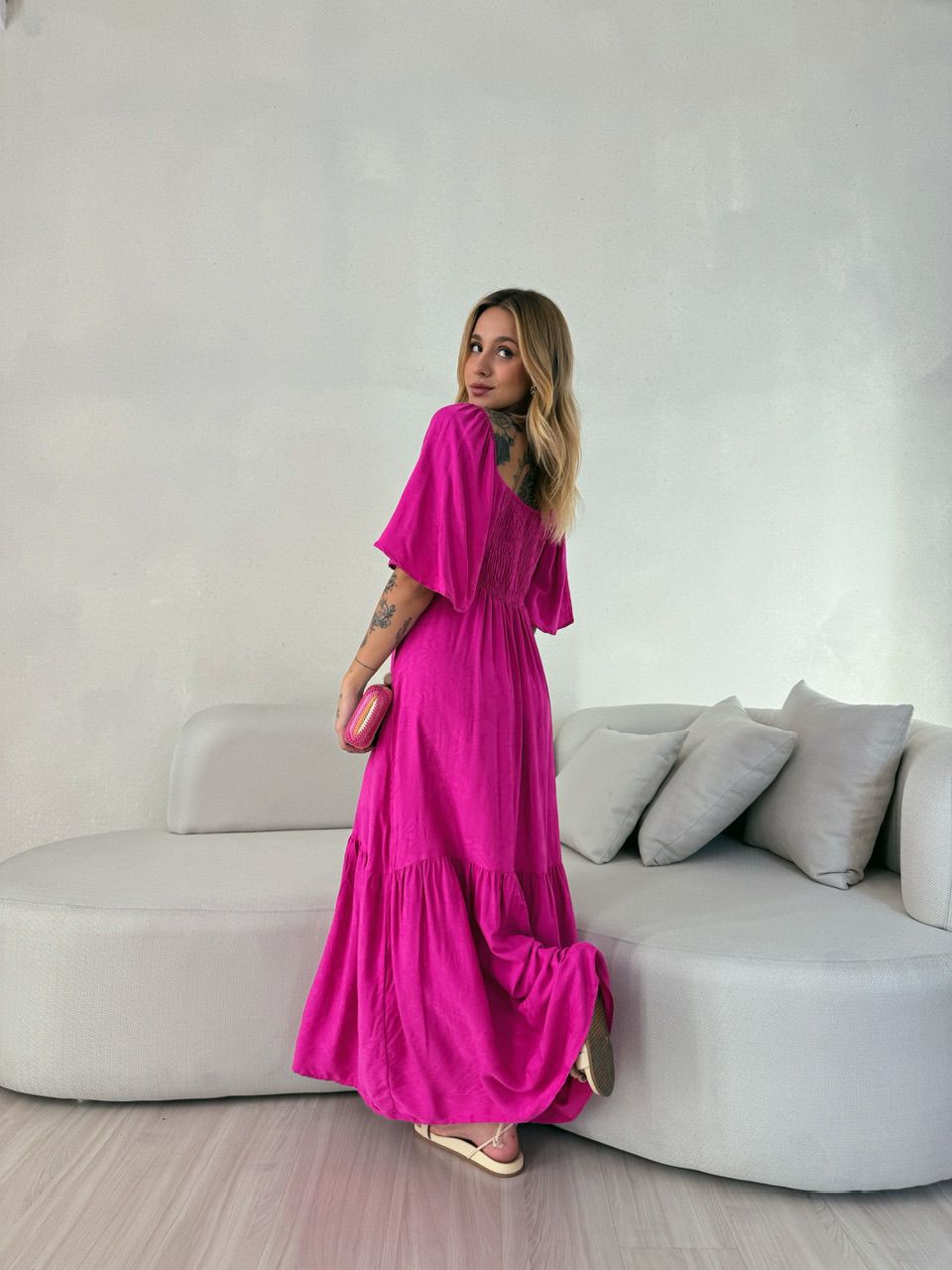 VESTIDO LAUANA MANGA PINK