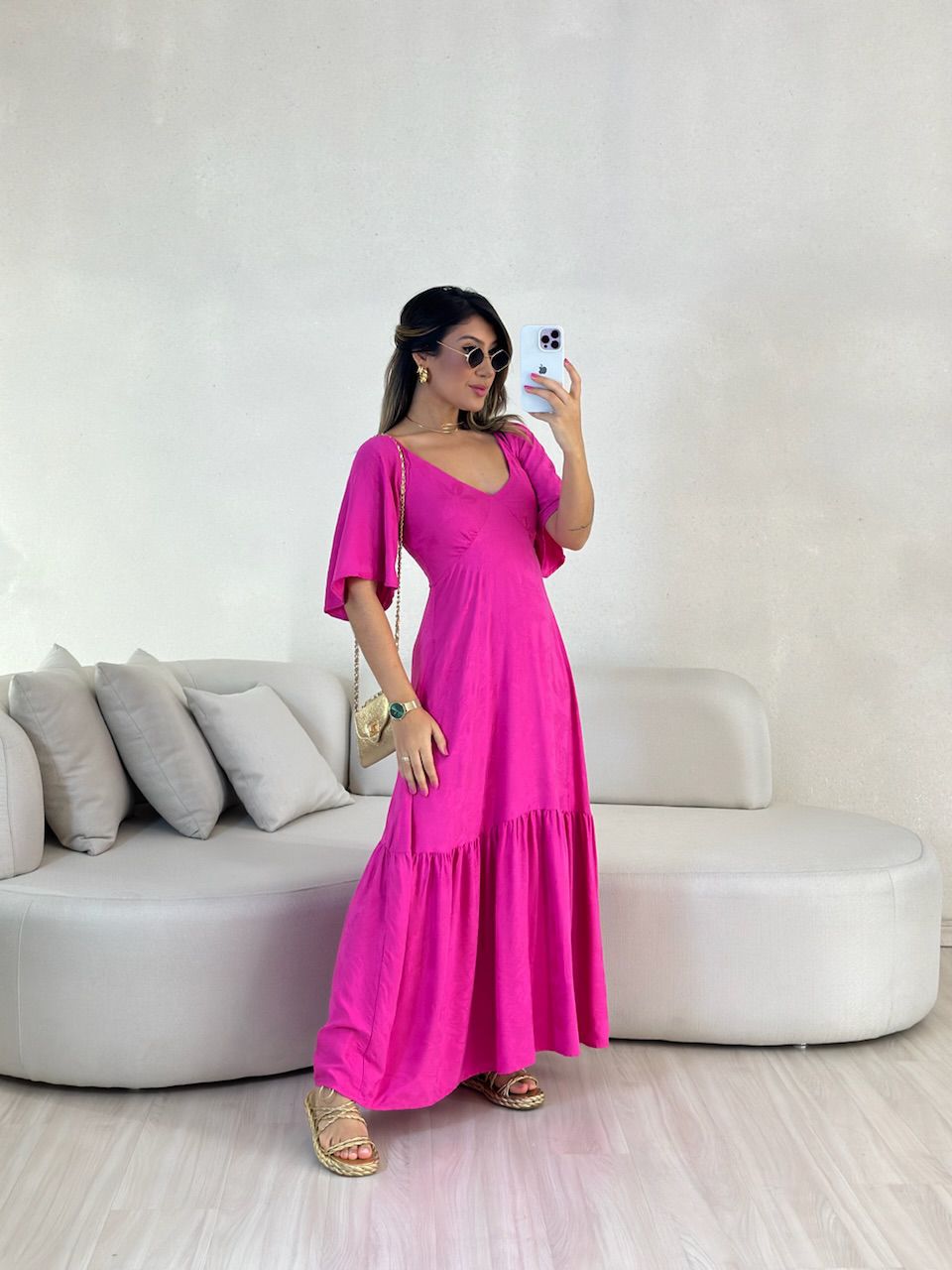VESTIDO LAUANA MANGA PINK - 0054780037 - CAROLLA FERRARO