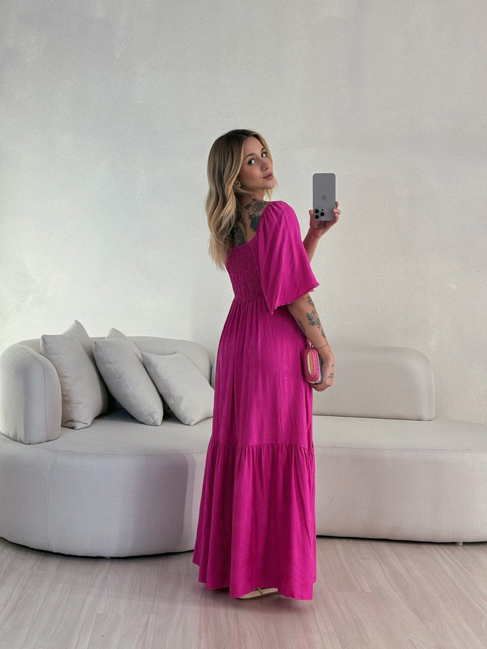 VESTIDO LAUANA MANGA PINK